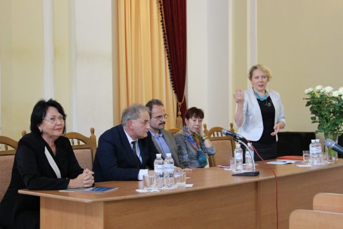 Opening of the conference, in the presidium (from left to right): rector prof. Nadia Skotna, Mariusz Olbromsky, Rafał Dzienciolowski, Urszula Olbromska, Vira Meniok